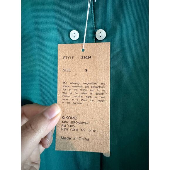 NWT Vintage KIKOMO 100% Silk Green Button Up Womens Size Small - Picture 8 of 8